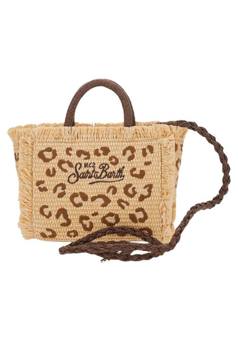 Vanity mini raffia tote bag with leopard embroidery MC2 SAINT BARTH | VAMI00900349LPAGLIA